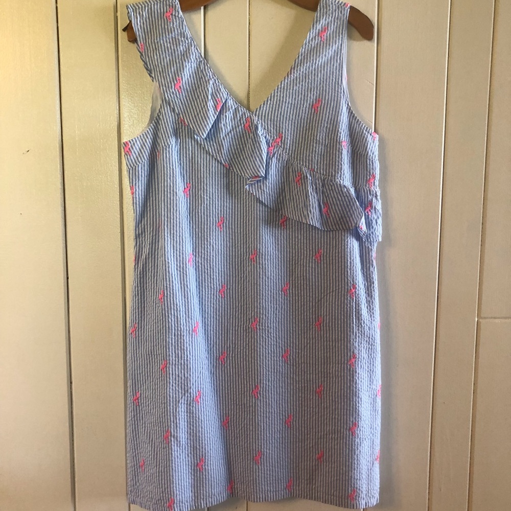 crown & ivy Blue and Pink Striped Midi Dress